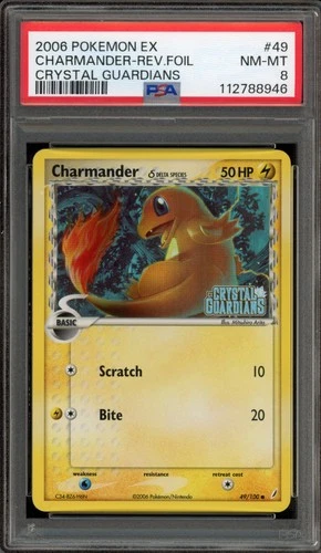 Pokemon Charmander EX Crystal Guardians Reverse Holo #49 PSA 8