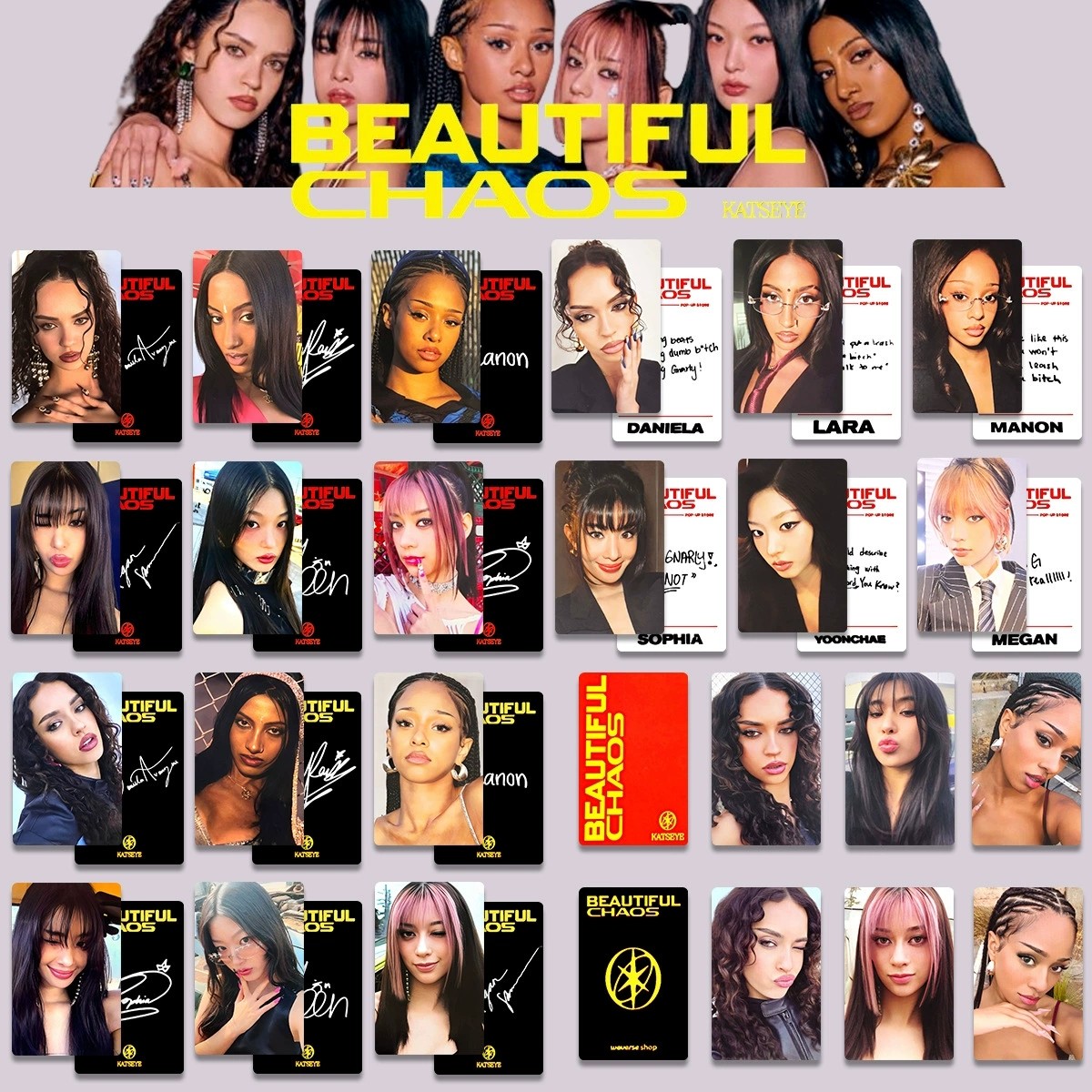 6pcs/set Kpop KATSEYE BEAUTIFUL CHAOS Self Made Photocard HD