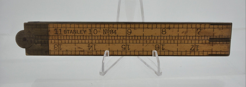 ANTIQUE STANLEY RULE & LEVEL CO. NO. 84 NEW BRITAIN CT FULL BRASS BOUND 4-FOLD