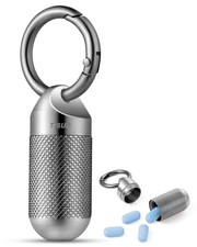 Titanium Keychain Pill Holder Small Metal Pill Case, Pill Organizer Portable ...