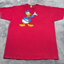 Vintage 90s Disney Designs Donald Duck T-Shirt Mens Large/XL Red Chest Pocket