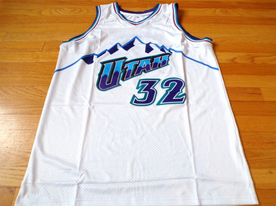 NBA CUSTOM HWC UTAH JAZZ KARL MALONE WHITE SWINGMAN JERSEY SIZE 3XL