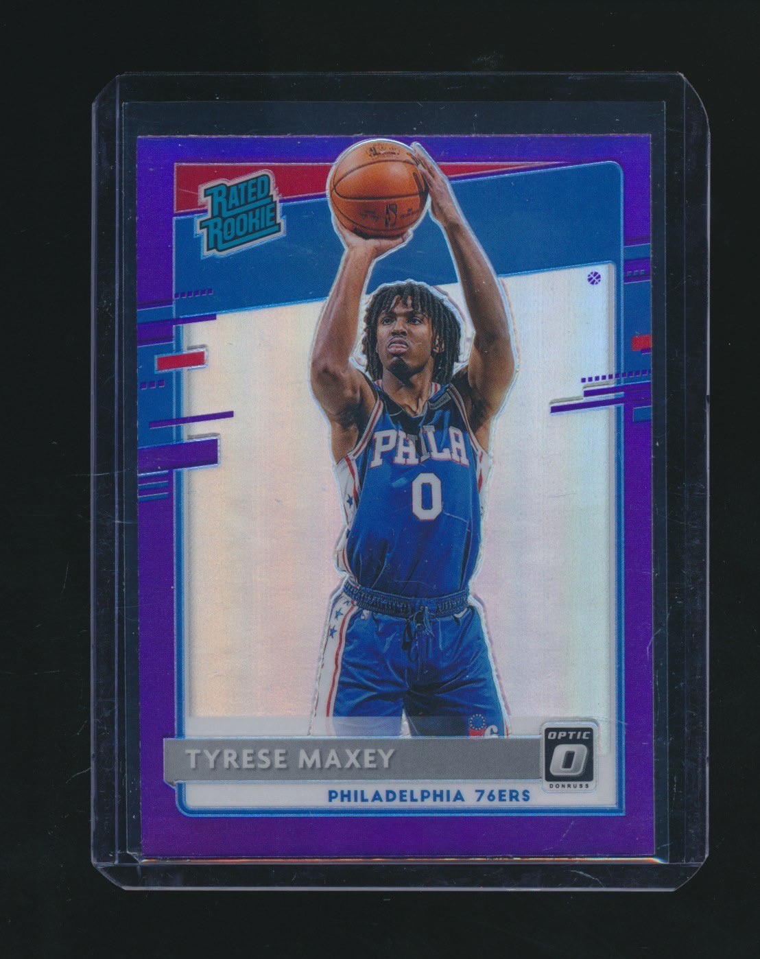 TYRESE MAXEY 2020-21 PANINI DONRUSS OPTIC PURPLE PRIZM RC PARALLEL #171