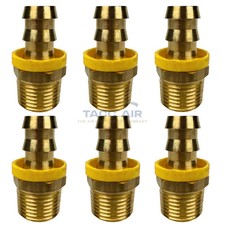 6 Pack Easy Lock Brass Hose Barb Fitting Connector 1/2" Push-Lock x 1/2" MNPT