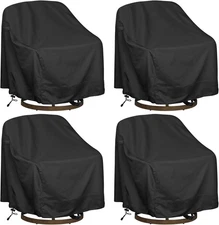 Outdoor Swivel Lounge Chair 39"W x 37"D x 38"H, Black-4packs 