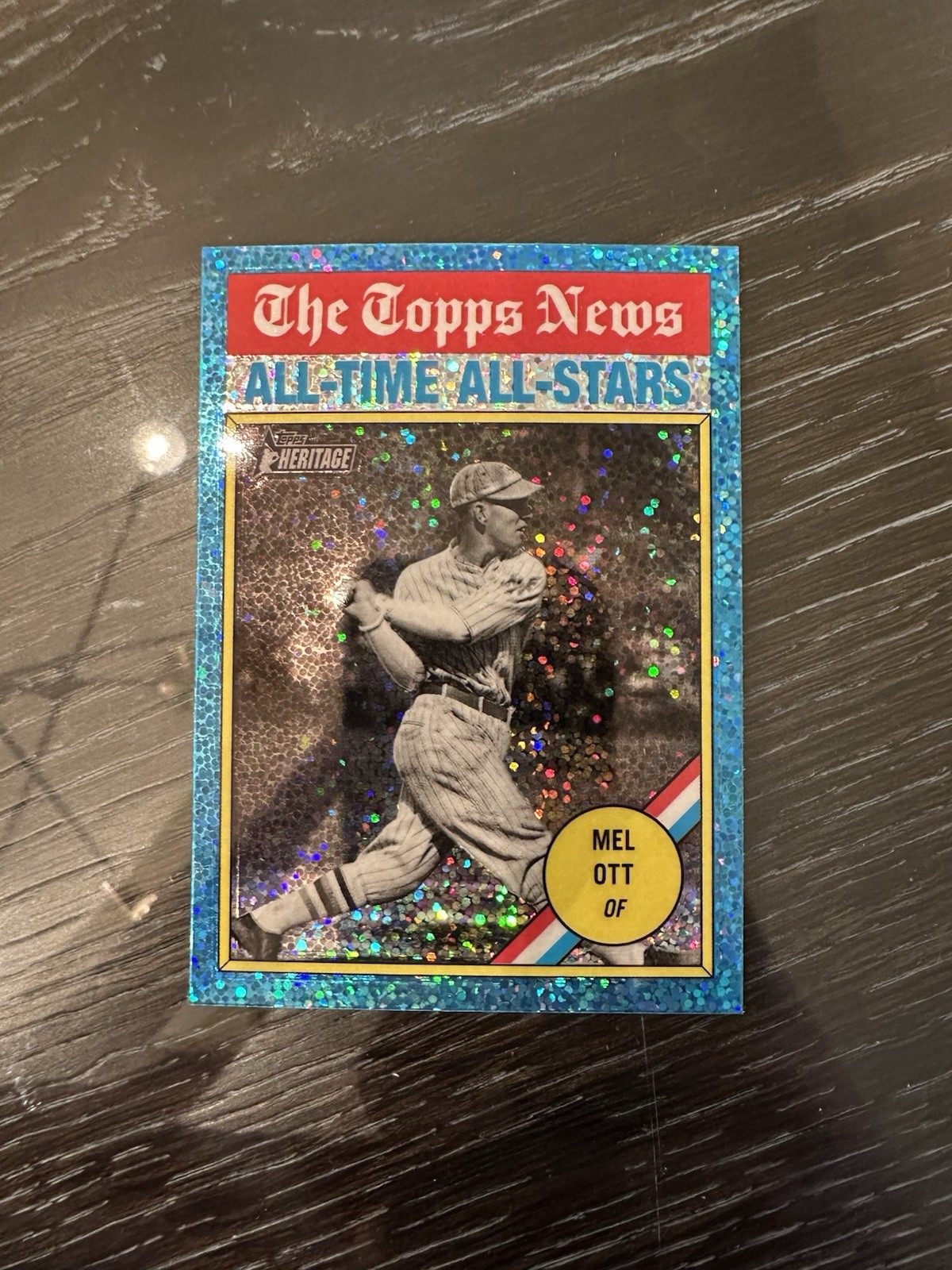2025 Topps Heritage #348 Mel Ott Chrome Light Blue Sparkle