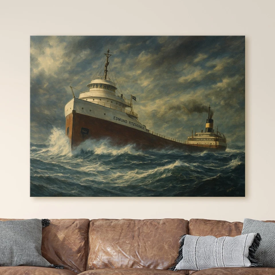 Arte de pared impresión en lienzo pintura barco carguero de los Grandes Lagos Edmund Fitzgerald Foto 4 de 4