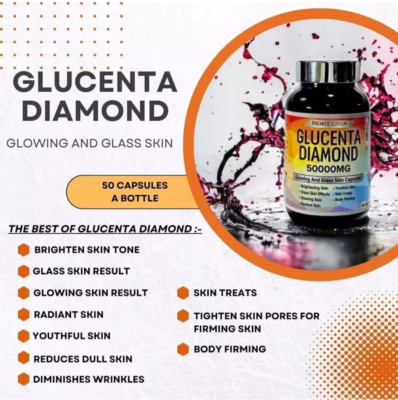 Premier Edition Glucenta Diamond Whitening Glowing Glass Skin 50 Softgel  DHL
