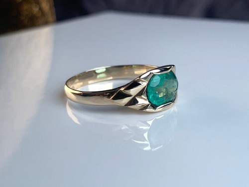Anello Vedico Argento Sterling 925 Solido Anello Verde Smeraldo Anello Artigianale Regalo - Foto 3 di 11