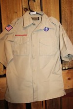 Boy Scouts of America BSA Youth Shirt Large Tan Sewn on patch