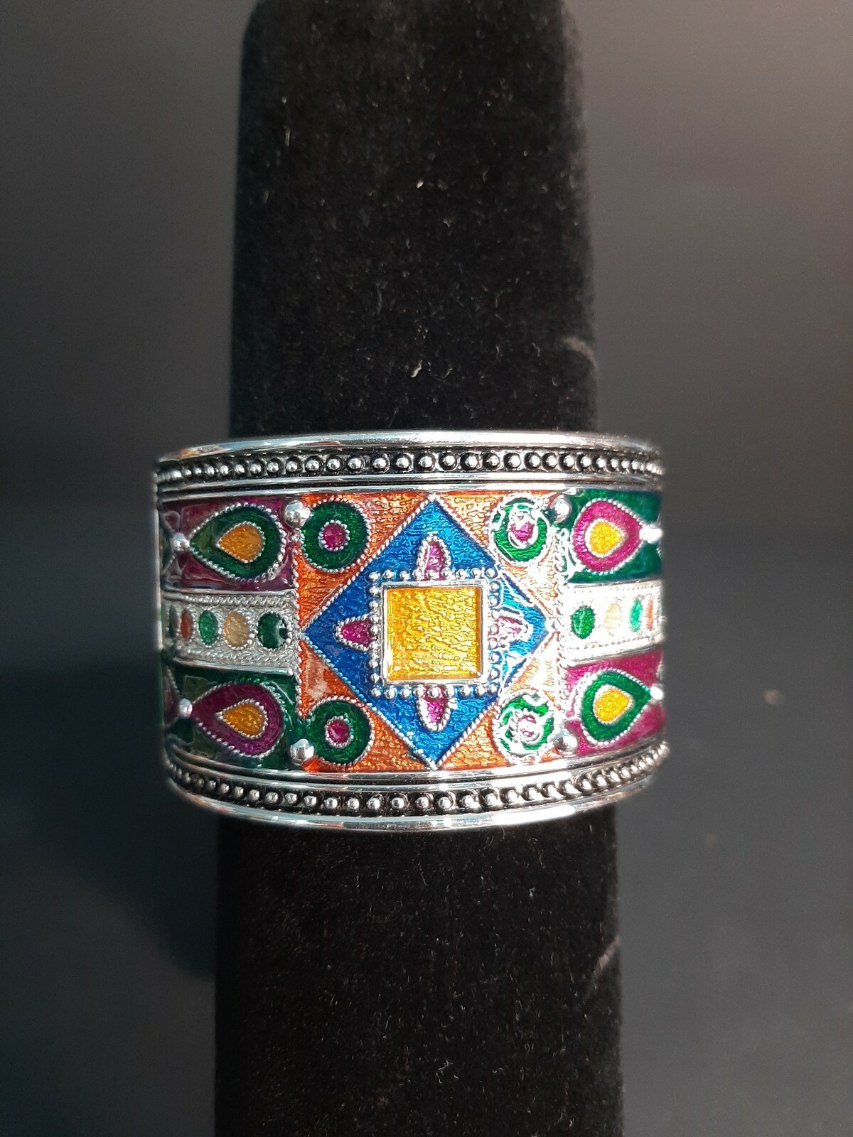 Silver Tone Hinged Bangle Bracelet - image 1