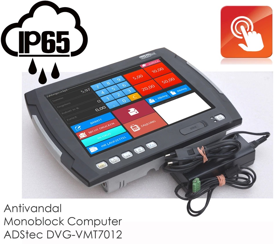 Panel-PC Computer Adstec VMT7012 Touchscreen Monitor IP65 RS-232 Windows 7 V644 - Image 2 of 4