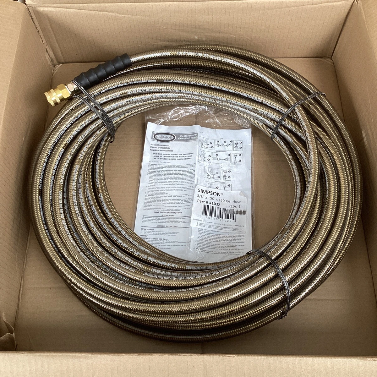 Simpson Monster Hose 3 8 in. x 150 ft. with QC Connections for 4500 PSI