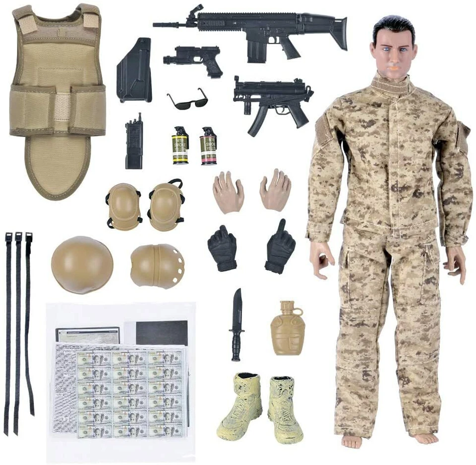 12'' American Military Soldiers Special Forces Army Man Action Figures Play Set - Image 4 of 4