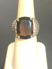 925 STERLING SILVER AND SMOKY QUARTZ RING SIZE 6
