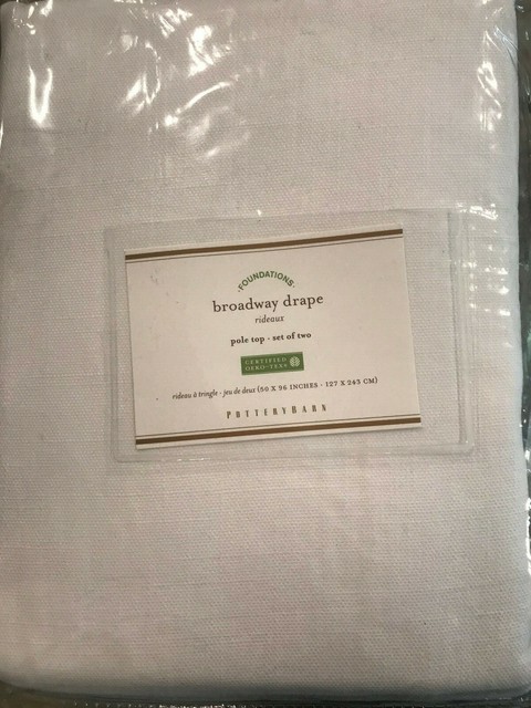 Pottery Barn Broadway Curtain Set Of 2 96 White New For Sale Online