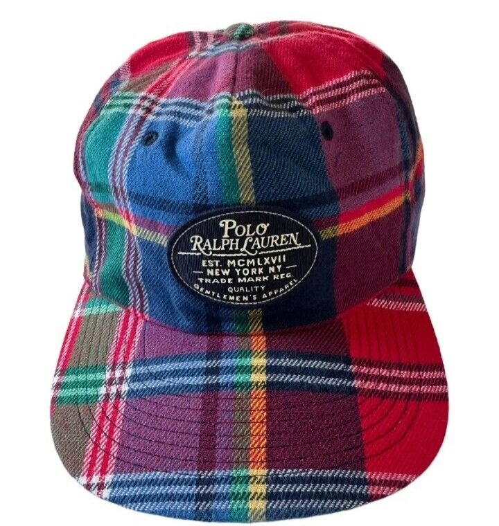 VTG Y2K RALPH LAUREN PLAID COTTON PREPPY BASEBALL CAP WOMANS NWT Polo Ralph Lauren PATCHWORK MADRAS PLAID Baseball Ball  main image 2