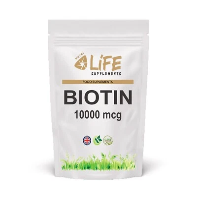 NUTRI LIFE SUPPLEMENTS Biotin Hair Growth Capsules Max Strength Biotin 10000mcg Best Nails Skin Support