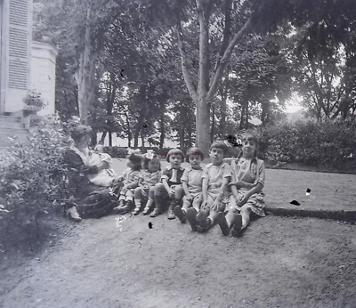 France Family C1925 Photo Plaque Negative Stereo Vintage V§N1