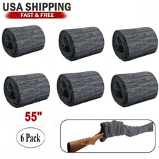 6 Pcs Silicone Treated Cover Gun Sock Protection Storge Sleeve Up To 55" Gray US