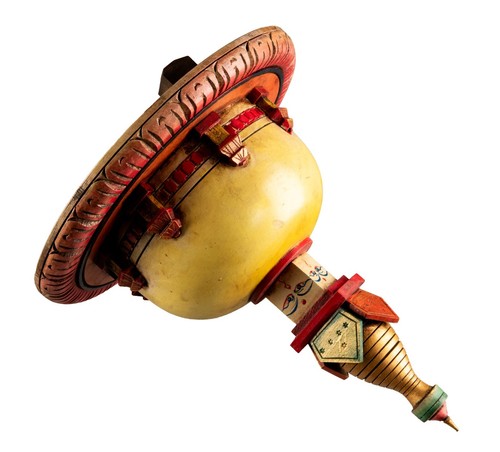 Statue Stupa Swayambhunath bois peint 23 cm Népal - Rituel bouddhiste - 7564 - Picture 6 of 7