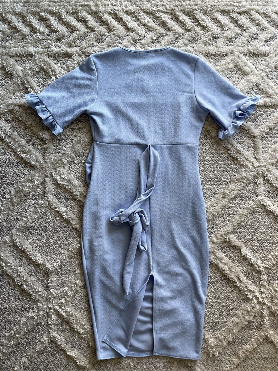 Boohoo Ruffle Blue Midi Maternity Dress Womens Size 6 | eBay