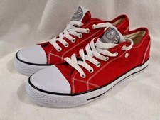 Dunlop Green Flash Ladies Teen Men Unisex Trainers Red Canvas Shoes UK Size 5