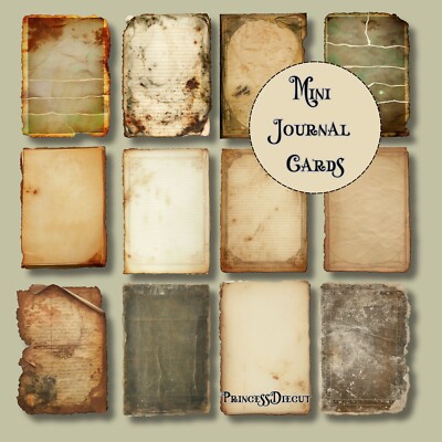 Junk Journal Mini Journal Cards, Scrapbooking, Ephemera, Tags, Embellishments