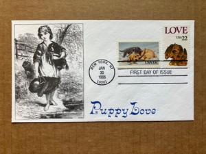 1986 22c Puppy Love 2202 KMC Venture Combination First Day Cover