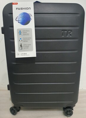 TR Hartschalenkoffer PC+ABS erweiterbar leichter mittlerer Koffer 8 Rollen schwarz + Schloss