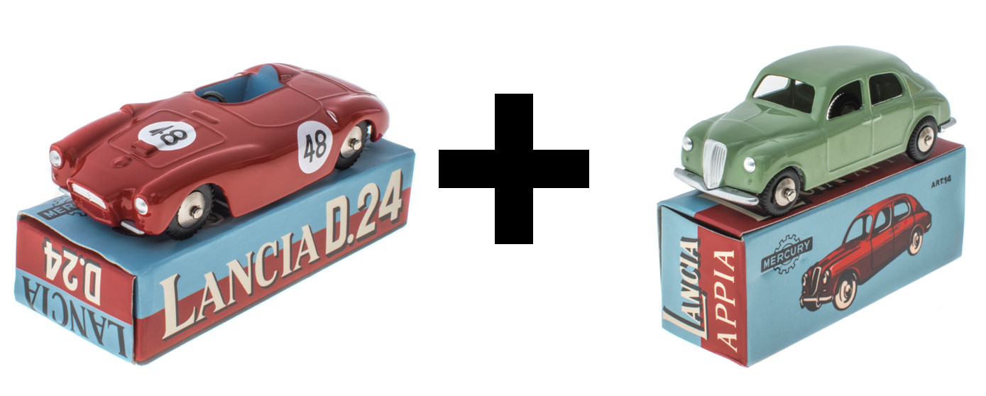 Miniature Lancia 1/48 Mercury Hachette | Pack de 2 autos vintages pour déco de bureau rétro