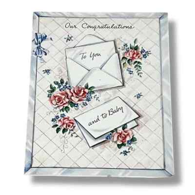 Hallmark Our Congratulations to You and to Baby c1945 Vintage Greeting Card FBX