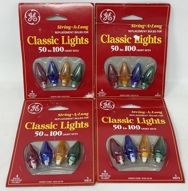 Set of 50 Vintage GE StringALong Classic Lights Christmas 1" Bulbs