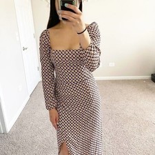 Reformation 2 Hilda Midi Dress Long Sleeves Plaza Print G2U