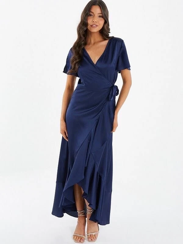 Quiz navy blue maxi dress sale