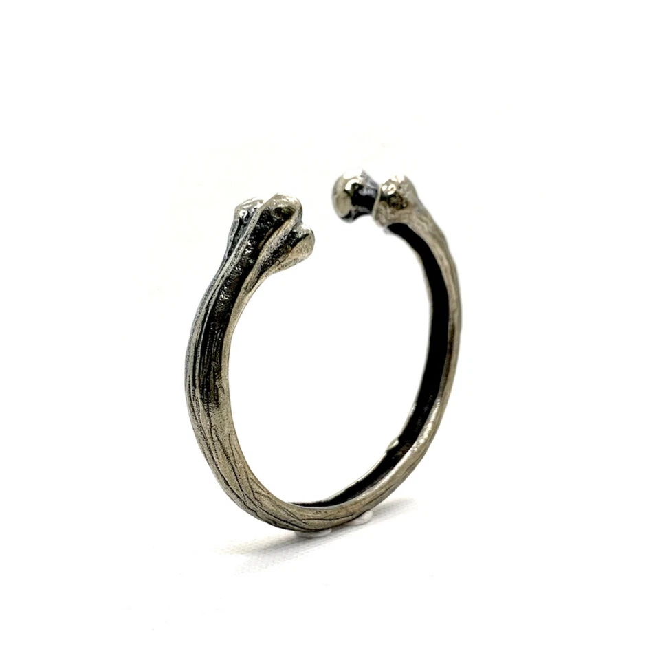 Brazalete de motociclista hueso plata esterlina 925 hecho a mano calavera gótico punk metal pesado hombres Foto 4 de 4