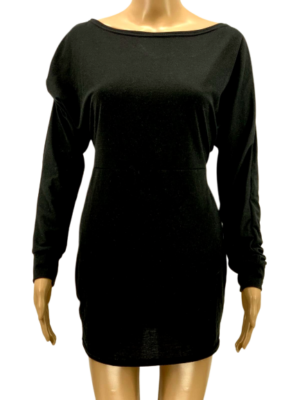 New $100 Zaful Women's Black Stretch Boat-Neck Long-Sleeve Sheath Dress  Size L