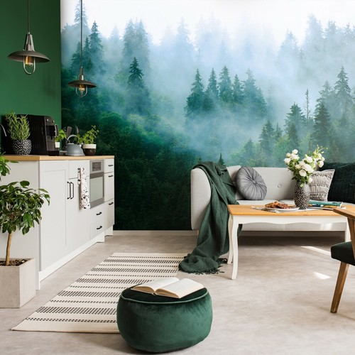 BOIS BROUILLARD ARBRES non tissé papier peint photo paysage moderne salon papier peint mural - Photo 3/59