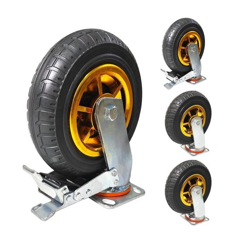 8 Inch Heavy Duty Casters Wheels Set of 4 Swivel Industrial Casters Rubber Wheel