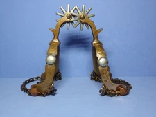 Vintage Pair of North & Judd Anchor Marked Boot Spurs w/ 10-Point Rowels