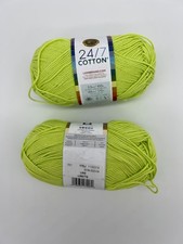 Cotton Yarn, 24/7 Lion Brand Mercerized Cotton Yarn Lime 170J set of 2 
