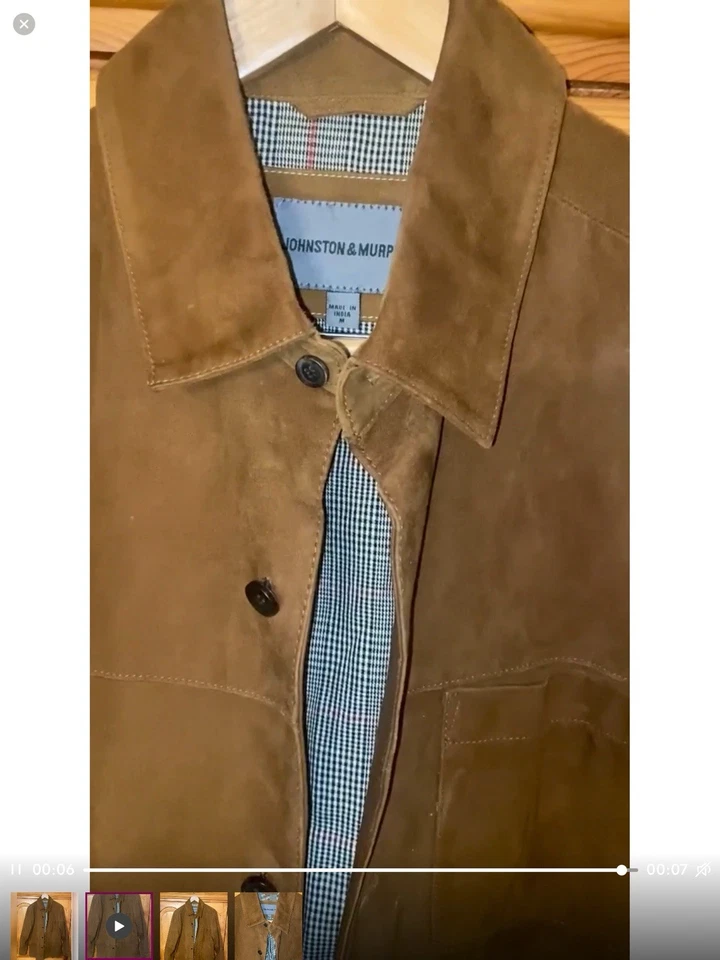 Chaqueta bomber de gamuza con cremallera completa Johnston & Murphy para hombre Foto 3 de 4