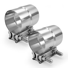 2 Pcs 2.5 Inch Lap Joint Exhaust Band Clamp Stainless Steel 304 Pipe Muffler 2 Pcs 2.5 Inch Lap Joint Exhaust Band Clamp Stainless Steel 304 Pipe Muffler