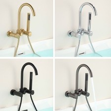Brass Bathtub Faucet Wall Mounted Tub Filler Shower Mixer Tap W/Handheld Shower