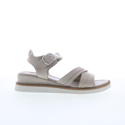 Miz Mooz Emelina Womens Gray Leather Hook & Loop Strap Sandals Shoes