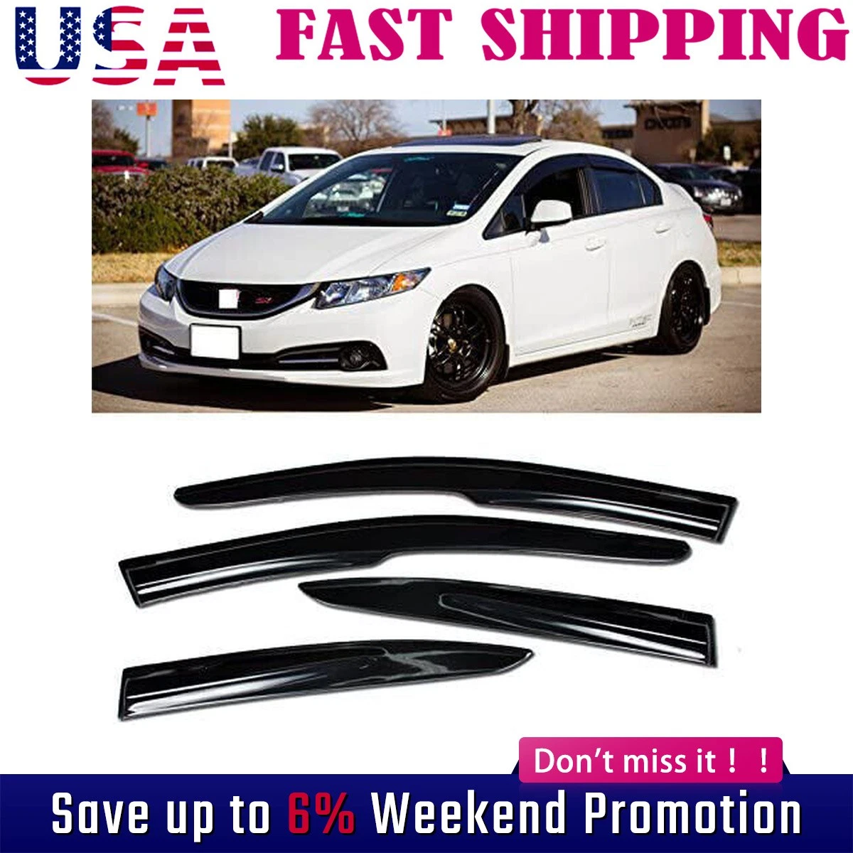 Sun Visors, Wind & Bug Deflectors for 2012 Honda Civic for sale | eBay