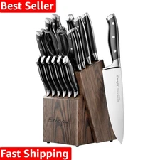 Professional 18-Piece Chef Knife Set in Stylish Walnut Block - Lifetime