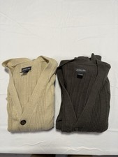 St Johns Bay Lot of 2 Mens Medium Cable Knit Cardigan V Neck Grandpa