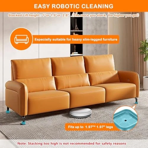 Furniture Risers Adjustable Bed Risers Heavy Duty Lifts Height 1", 4 Pack Blue - Imagem 3 de 4