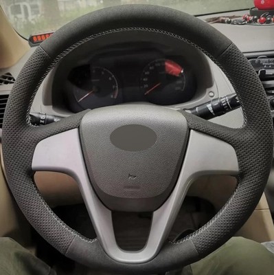 Alcantera Steering Wheel Cover Real Leather Wrap for HYUNDAI SOLARIS VERNA J